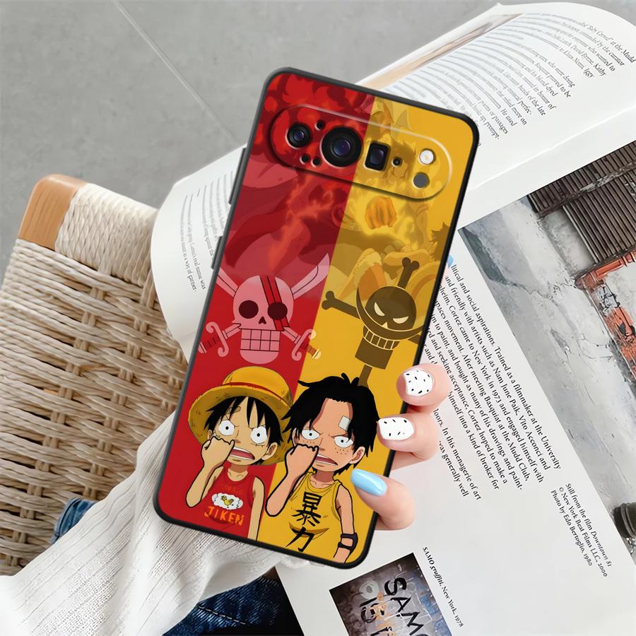Ones Pieces Poster Black Soft Shell Case for Google Pixel 7a 10 9 Pro XL 6 7 8 Pro 9a 6a 8a
