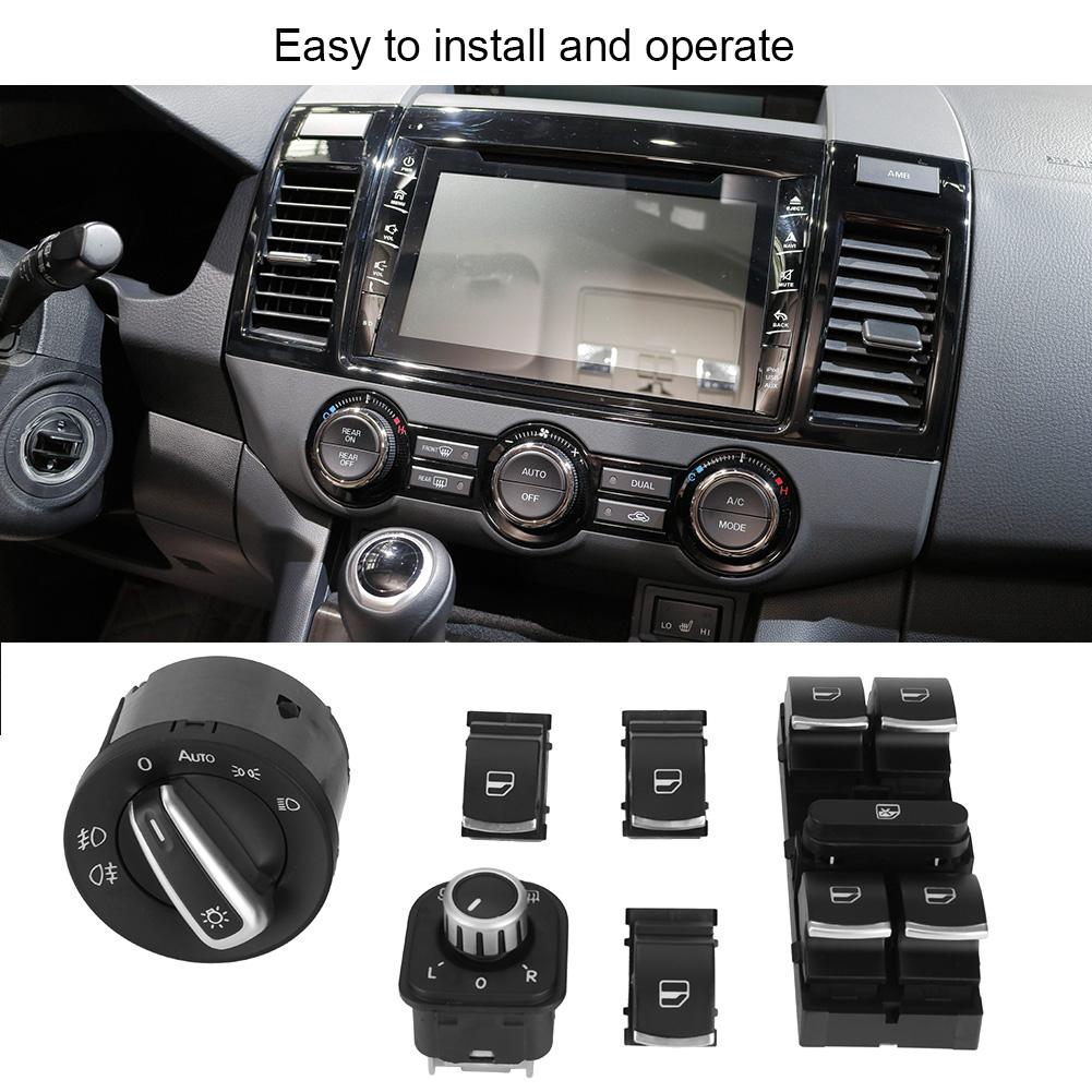 6Pcs Car Headlight Rearview Mirror Power Windows Switch Button Control for  Passat CC Jetta