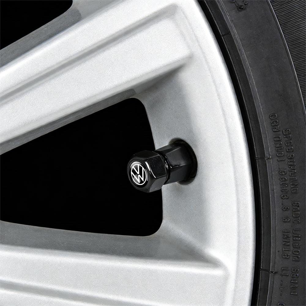 VW Car Accessories 4Pcs Metal Alloy Wheel Tire Valve Caps Stem Case For Volkswagen GTI Golf Polo Passat VW Tiguan T-ROC Jetta Taigo