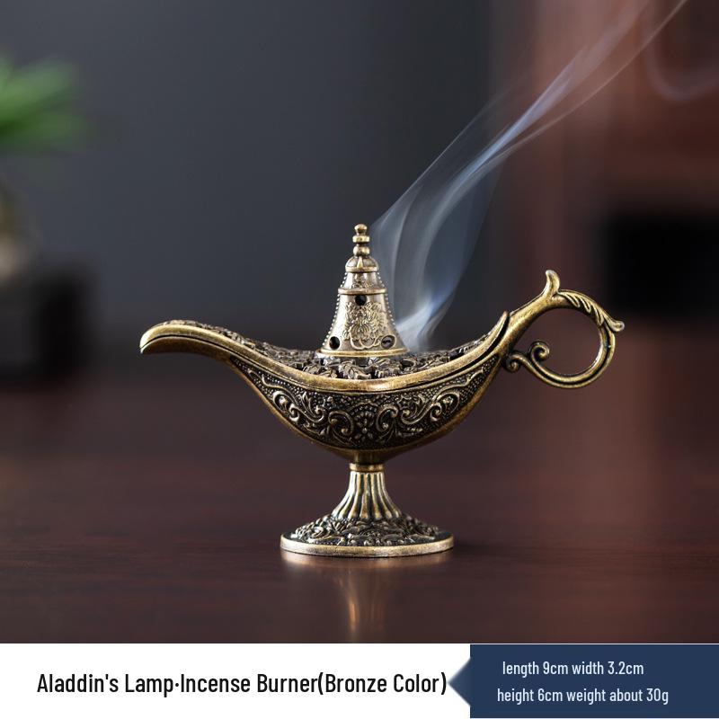 Aladdin's Lamp Incense Burner - Retro Cloud Pattern, Agarwood, Sandalwood, Indoor Ornament.