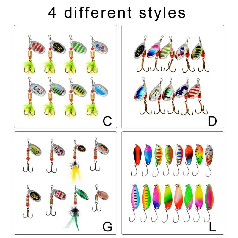 16 шт. рыболовных приманок с крючком, металлические блесны, спиннербейты, блестки, крэнкбейты, искусственные приманки с коробкой для снастей, прочные