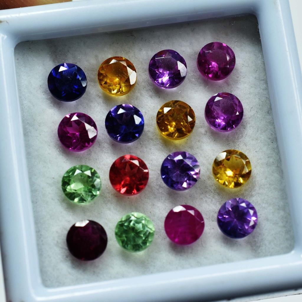 40 Pcs Sapphire Mix Color Gemstone Lot 4 MM Round Mix Color sapphire