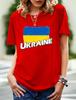 2024 New Women's Printed Ukraine Flag Short-sleeved Support Ukrainian Round Neck Short-sleeved 3D T-shirt