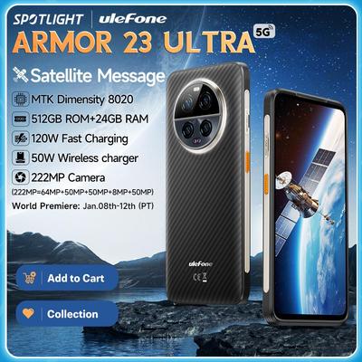 Ulefone Прочный телефон Armor 23 Ultra 5G, спутниковое сообщение, 120 Вт, смартфон, 64 МП, ночная камера, 24 ГБ + 512 ГБ, мобильный телефон Android 13