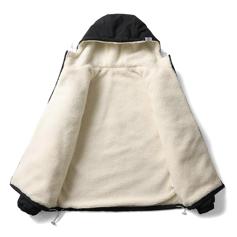 Мужская стеганая куртка из толстой овечьей шерсти с капюшоном, модное пальто, зимняя шерстяная ветрозащитная стеганая куртка