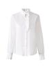 Women's Pure Cotton French Ruffle Trim Shirt - Spring Top with Micro Flare Long Sleeves