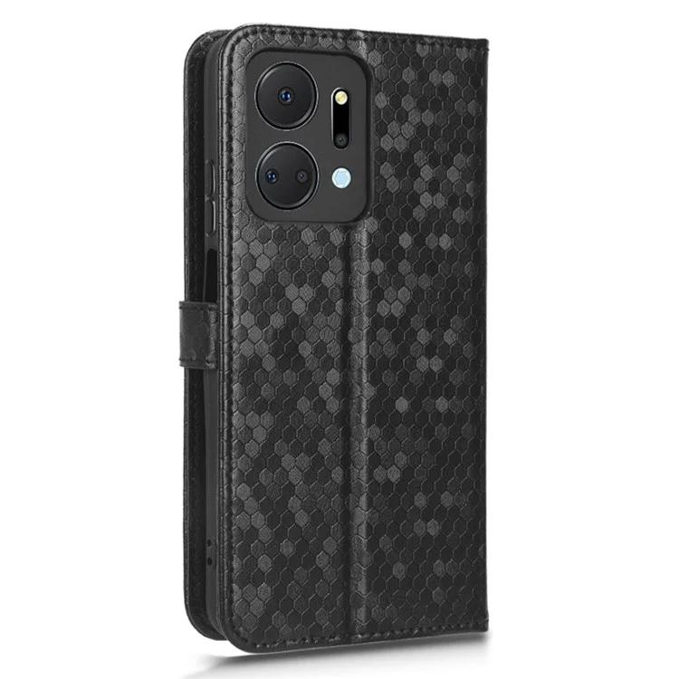 Чехол-кошелек с тиснением в виде точек для Honor X7a 5G, кожаный чехол-подставка