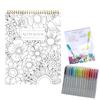 Coil Color-In Spiral Notebook Paper Flowers Meeting Notes Coloring Books for Task Management