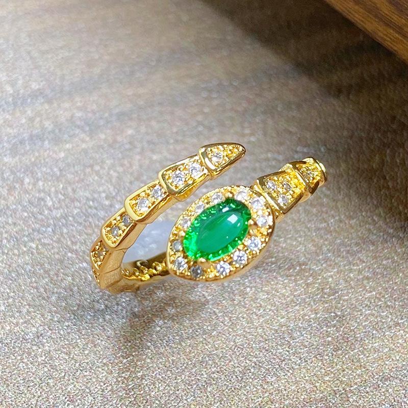 Halloween Punk Serpentine Zir*****Pen Ring Spirit Snake Series Personality Niche Hip Hop Ring Girl