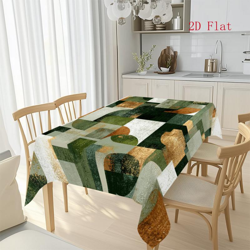 2D Flat 1pc-elegant Artistic Decorative Pattern Tablecloth| Made of Polyester, Rectangular in Shape, Suitable for Various Indoor and Outdoor Occasions