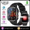 QX12 Smart Watch with Bluetooth Calling Heart Rate Blood Pressure Blood Oxygen Monitor IP67 Waterproof Fitness Watch Black