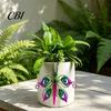 Stained Glass Style Dragonfly Decor Butterfly/Dragonfly Decorations for Flower Pots, Metal And Painted Hanging Dynamic Kinetic Garden Sculptures