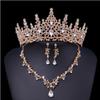 3 Pcs Shiny Bride Jewelry Sets Metal Necklace Earrings and Crown Sets  Dress Accessories
