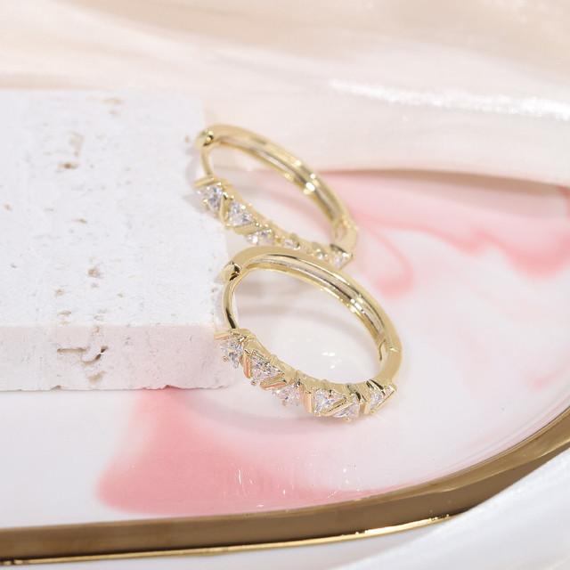 Серьги-замки с квадратным креплением, простого дизайна, 14 карат, настоящее золото, изысканные женские серьги с инкрустацией из меди и циркония, ювелирные изделия