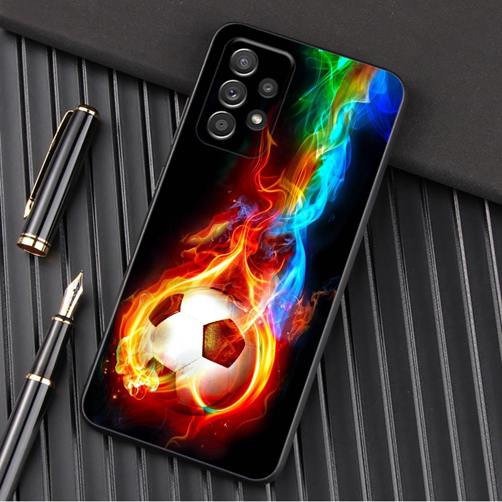 Чехол для телефона Огненный Футбольный Мяч для Samsung Galaxy A57 A56 A37 A55 A36 5G A26 A54 A52 A35 A34 A25 A17 A16 A15 A07 A06