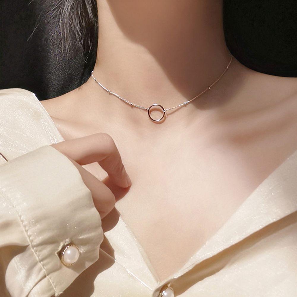 Круглое ожерелье из стерлингового серебра 925 пробы с подвеской в виде ключицы, элегантное женское ювелирное изделие