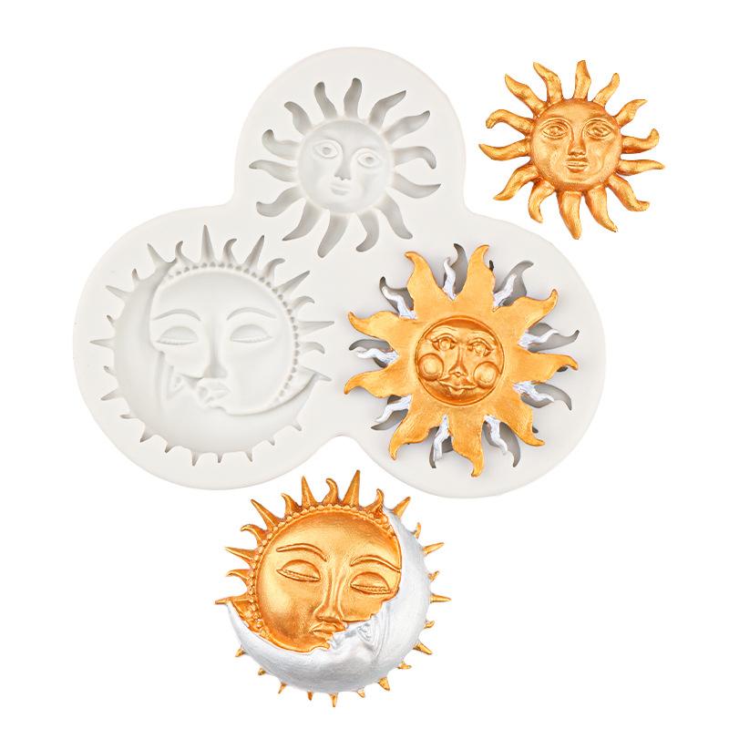 Силиконовая форма для мастики Солнце Луна Лицо DIY Инструмент для украшения торта Сахарная паста Шоколад Глина Форма для гампасты Инструмент для выпечки кексов