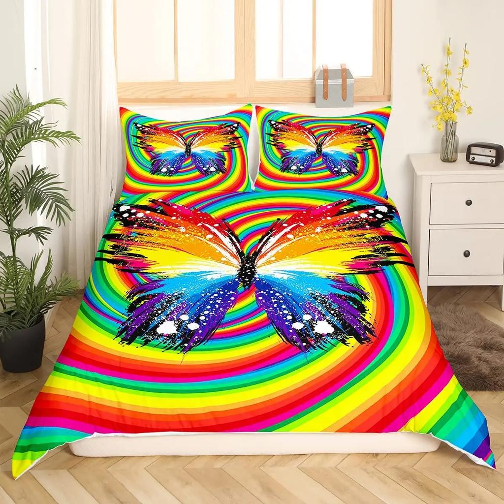 Abstract Rainbow Colorful Bedding Set Queen King Sinlge Duvet Cover Dream Polyester Comforter Covers Pillowcase Soft Bedclothes