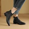 New Summer and Autumn Soft Leather Soft-soled Boots Pointed Low Square Heel Fashion Boots Soft Leather Retro Boots Women