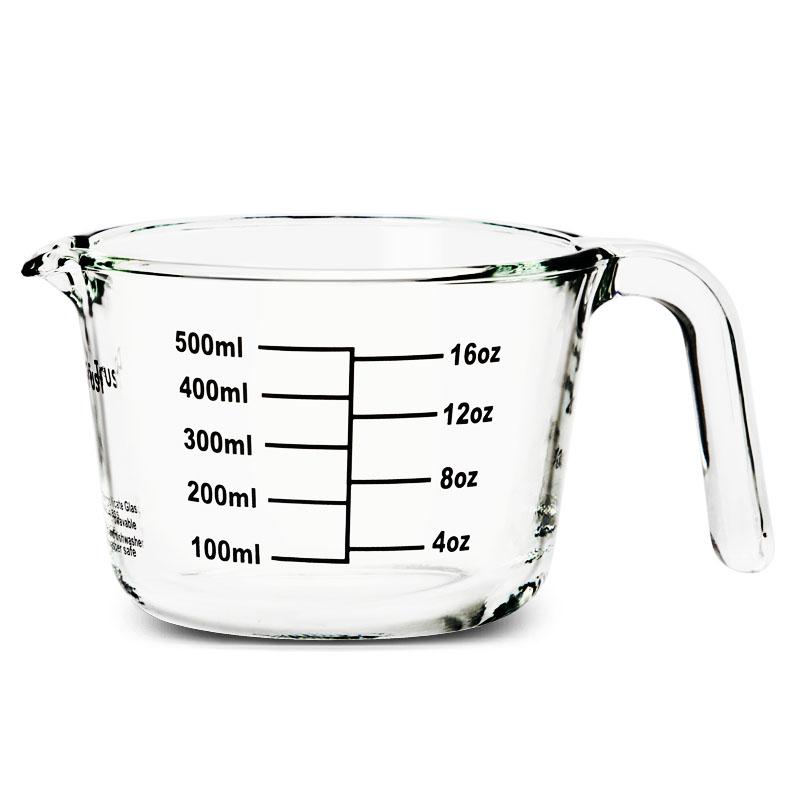 Chuangde Milk Cup, Heat-Resistant Glass Cup, Microwave-Safe Measuring Cup for Home Use And Children's Breakfast, with Scale, 500ml
