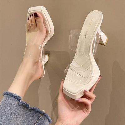 Сандалии на высоком каблуке для женщин, повседневная обувь для женщин, прозрачные летние сандалии на платформе без шнуровки, большие размеры