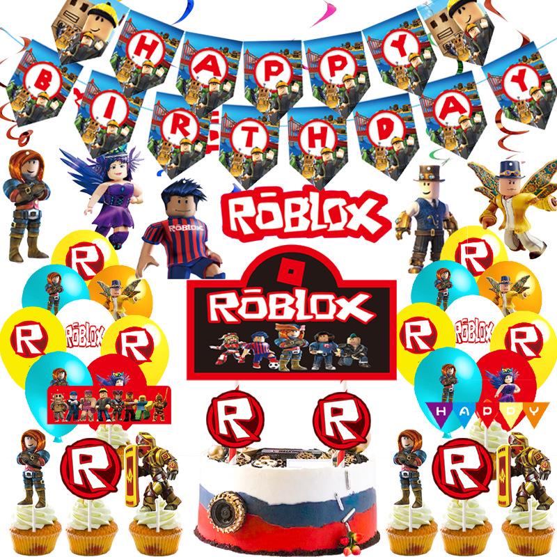 Roblox Game Party Supplies: Virtual World Plates, Cups, Hats Set
