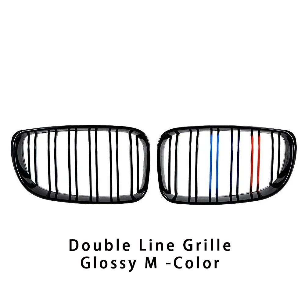 For BMW E81 E82 E87 E88 1 series Car Front Bumper Kidney Grille Racing Grills Grilles Gloss Black Dual Slats Grill 2007-2011