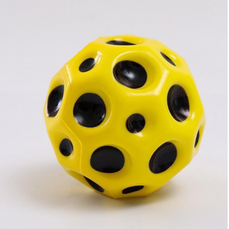 Soft Galaxy Hole Bouncy Ball Anti-Fall Moon Shape Porous Elastic Toy 1Pc for Kids Family Gathering Play Game Use
