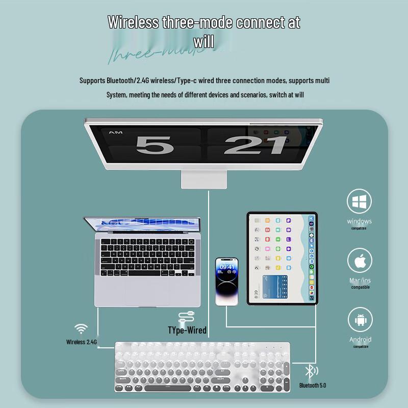 Механическая клавиатура EWEADN V30 в стиле ретро-панк