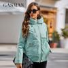 2022 New Women's Spring Jacket Short Casual Fashion Coat Women Windproof Warm Printing Hooded Splicing Design Parka 8219