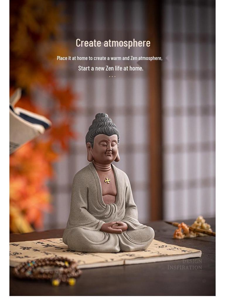 Керамическая статуэтка Дзен-Буддиста: Настольное украшение Будда Шакьямуни для декора прихожей дома