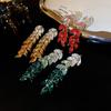 Inlaid Rhinestone Leaf Tassel Earrings for Women Luxury Temperament Drop Earrings Fashion Progressive Color Charm Zircon