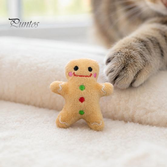 Устойчивая к царапинам игрушка для кошек, Рождественская плюшевая игрушка с кошачьей мятой, Олень, Пряничный человечек, Санта, Мягкая игрушка, Интерактивная игрушка на праздник для котят, Подарок для питомца