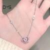 Women Heart Pendant Necklace Zircon Sweet Pink Heart Female Jewelry for Her Wife Daughter Girlfriend Gifts