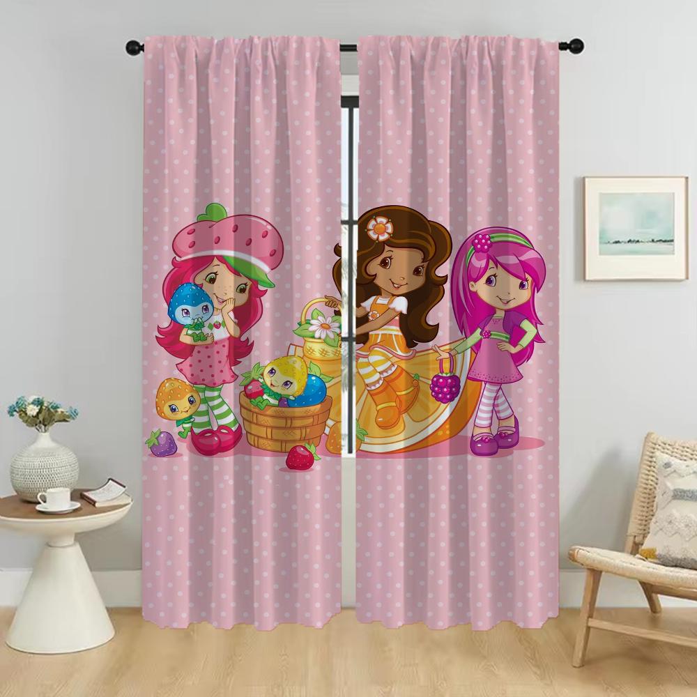 Шторы Strawberry Shortcake для комнаты, 2 панели, современные шторы для гостиной, перегородка, украшение на Хэллоуин, кухня