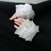 Двухслойные рукава-фонарики с оборками в виде цветов, кружевные плиссированные манжеты-раструбы, съемные рукава для рубашки, сетчатые расклешенные рукава, аксессуар для костюма