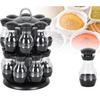16Pcs Condiment Set 360 Rotating Spice Jar Rack Kitchen Condiment Bottle Coffee Sugar Seal Jar Container