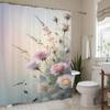 1 шт. Мягкая пастельно-розовая цветочная полиэстеровая шторка для душа - Моющаяся, подвешивание без сверления, машинная стирка, декор для ванной с ярким пи