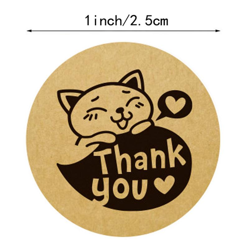 500pcs 1inch Kraft paper Thank You Stickers Seal Labels Small Business Supplies Handmade With Love Stickers Cute Stationery