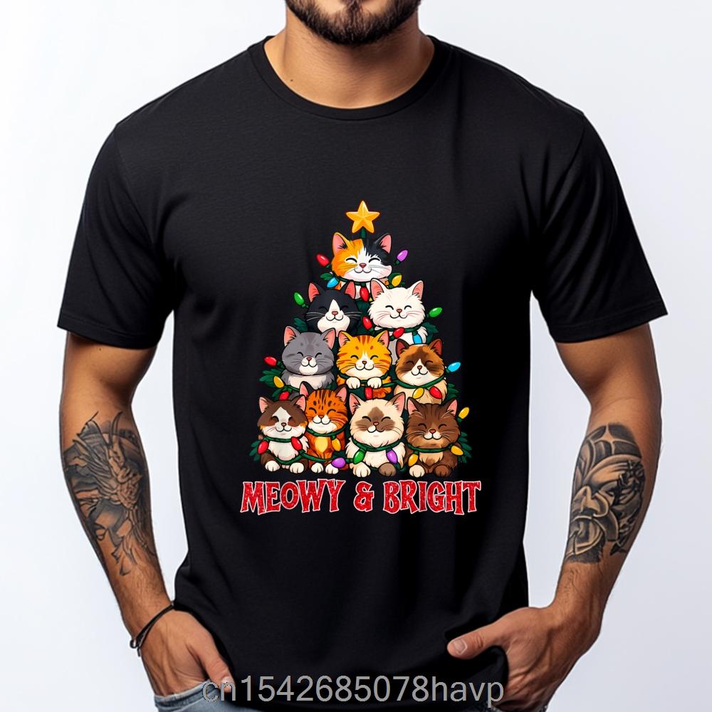 Funny T-shirt Christmas Cat Ho Ho No Sarcastic Holiday Enthusiast Graphic Tees Comfortable Printed Tshirt