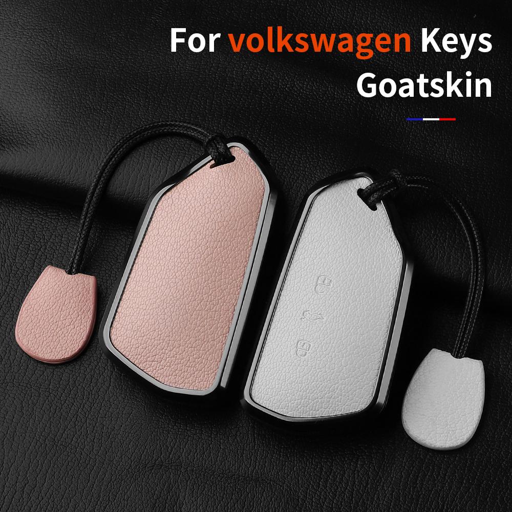 AAABP1 Goatskin Car Key Case Cover For Volkswagen Golf 8 MK8 ID.3 ID.4 Cupra Skoda Octavia A8 SEAT Leon MK4 2020 2021 Formentor Tarraco