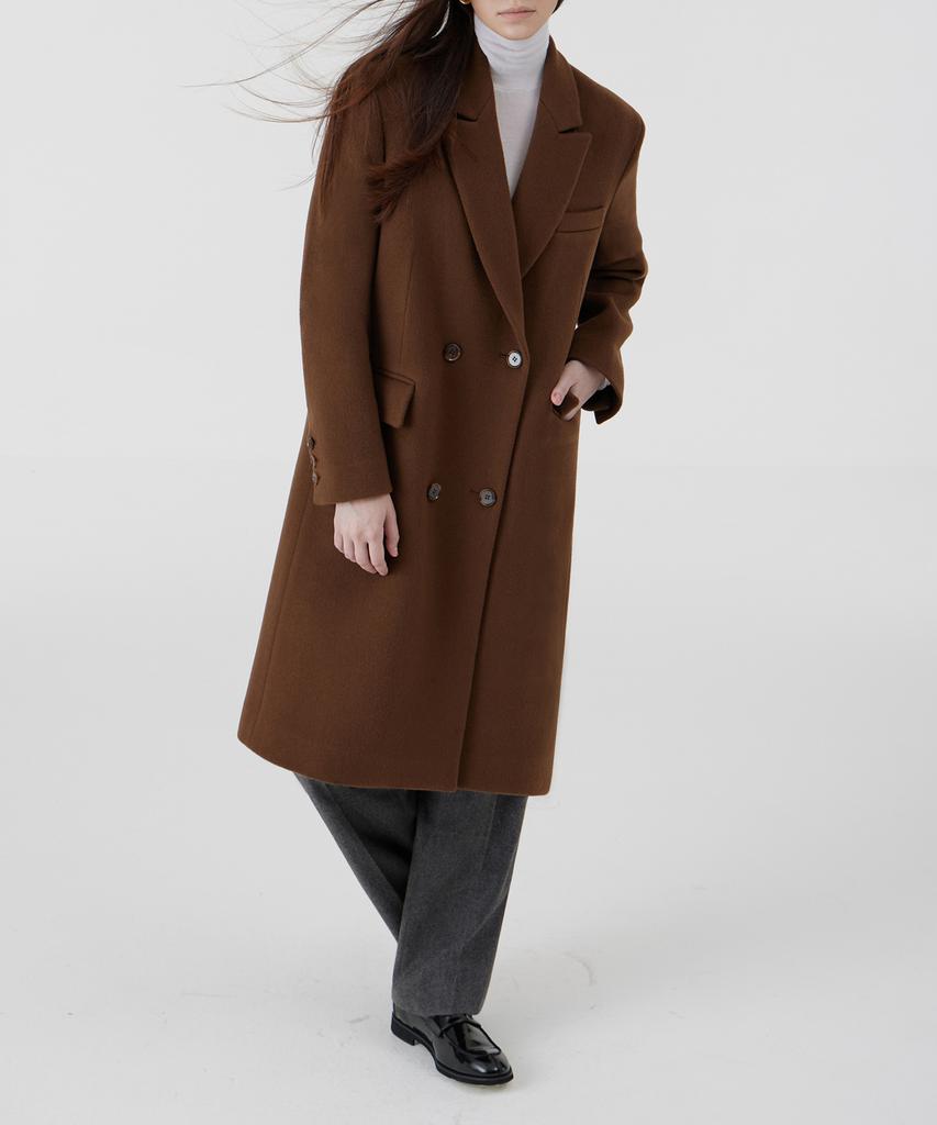 Voyonn Mannish Oversized Boxy Wool Coat Brown