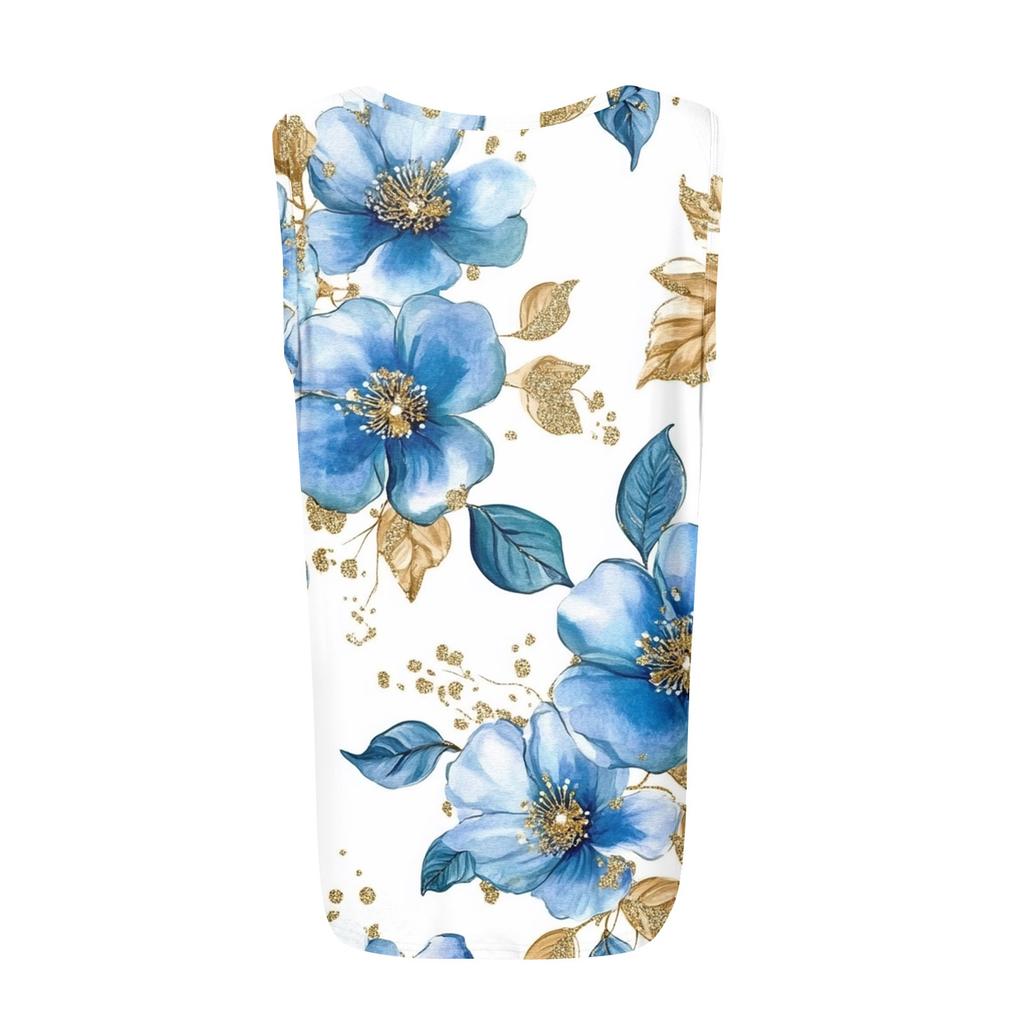 Женская плиссированная футболка без рукавов с квадратным вырезом и цветочным принтом