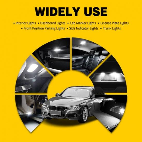 AUXITO T10 LED License Plate Light Bulbs 6000K 168 2825 194 Super Bright White