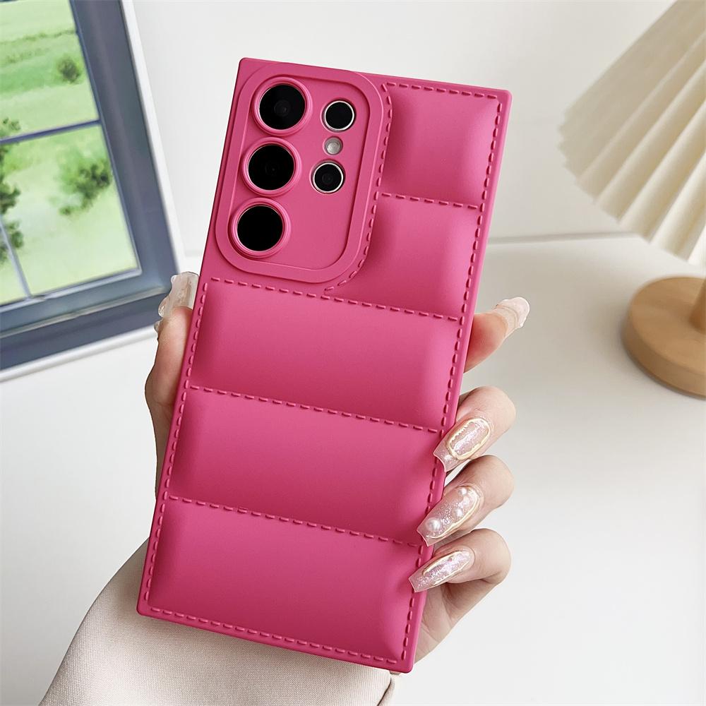 Мягкий чехол-пуховик для Samsung Galaxy S23 S24 Ultra S22 S21 FE S20 A50 A51 A52 A53 A54 A55 A32 Note 20 Ultra Candy Color Case