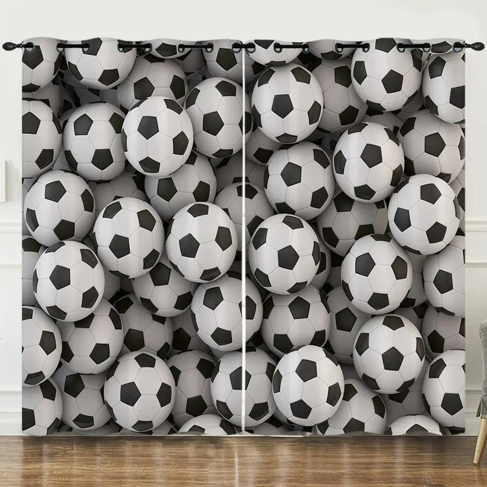 Футбольные мячи Футбольный дизайн Синие шторы Обработка окон Шторы на окнах для гостиной Спальня Детская комната Домашний декор