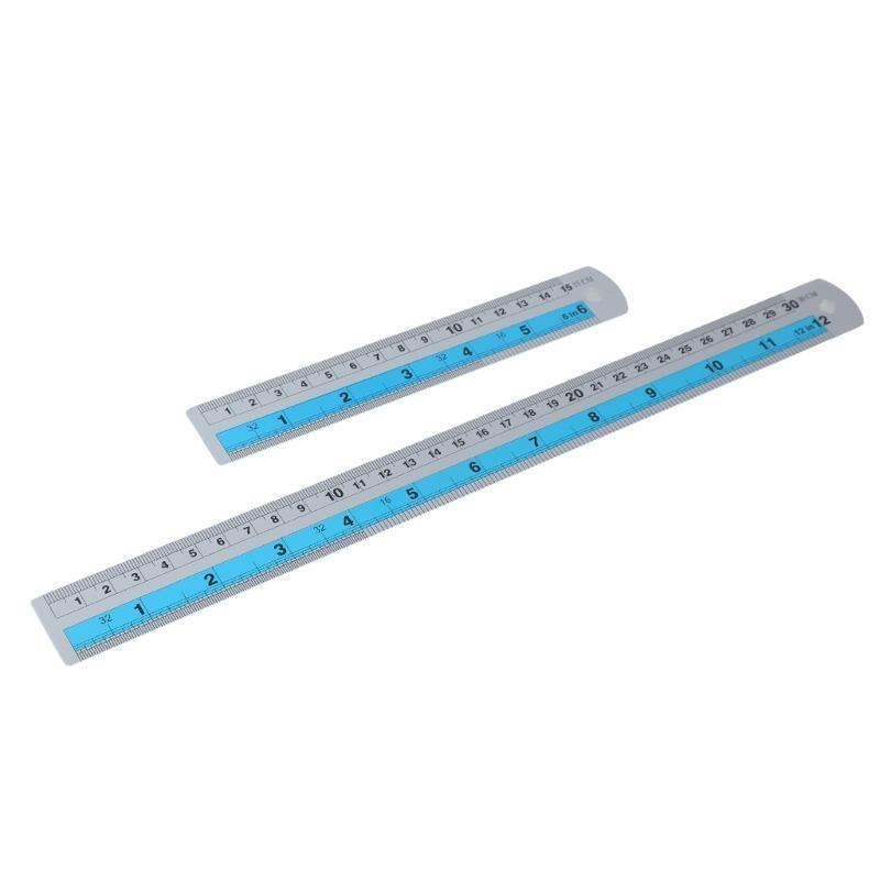 6in & 12in Straight Edges Ruler with Imperials and Metric Measurements Stainless Steel Ruler Set for Project Crafting