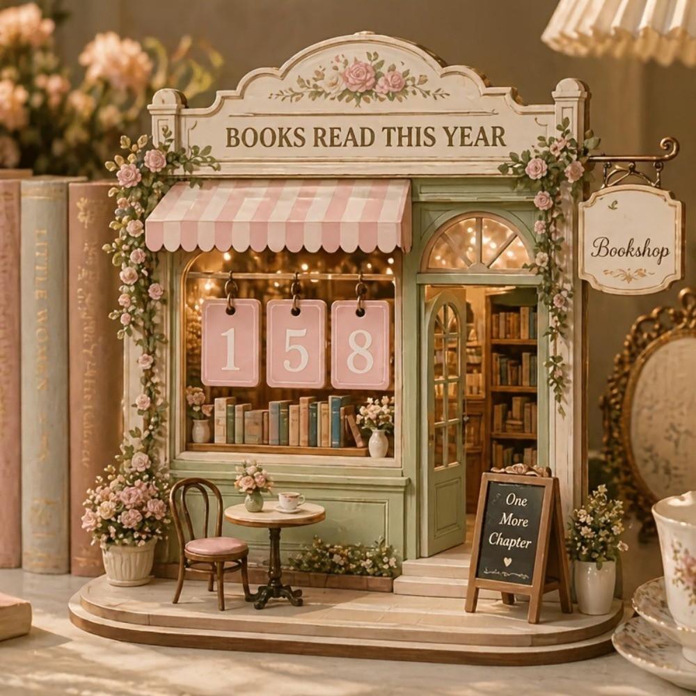 Vintage Book Tracker Sign Book Calendar Reading Log Decor Display Bookworm