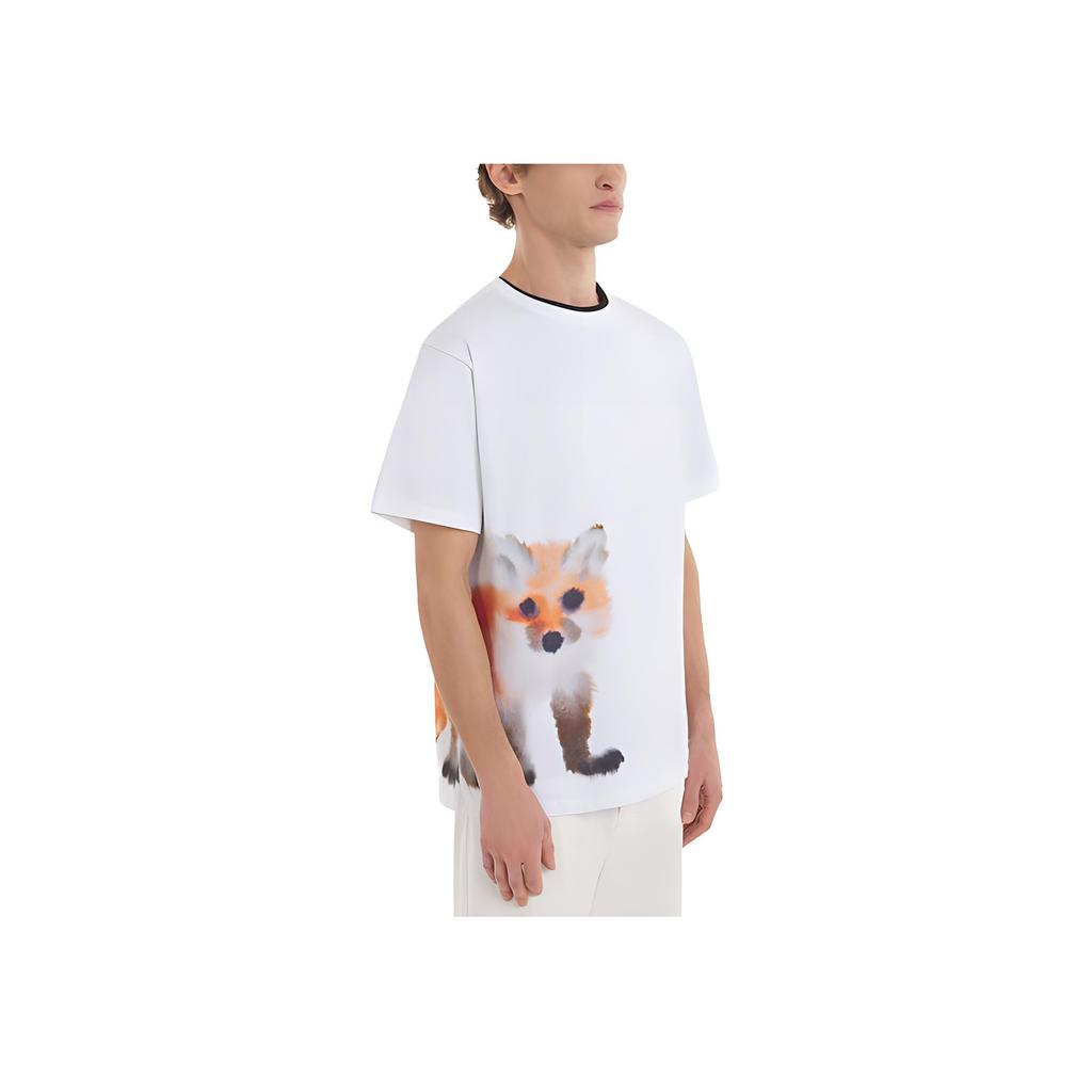 Maison Kitsune Ss23 Animal Print Crew Neck Short Sleeve T-Shirt Unisex T-Shirt White KM00133KJ0035-P100