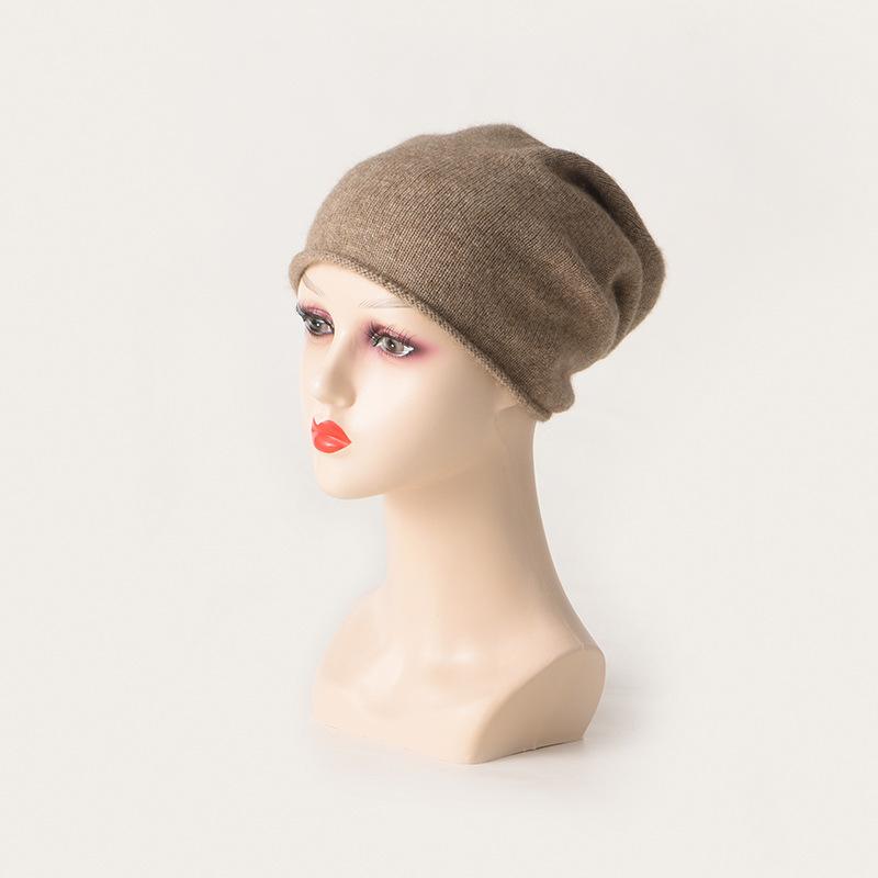 Autumn and winter new skin-friendly cashmere drawstring soft waxy knitted warm cashmere cap is in stock in large quantities